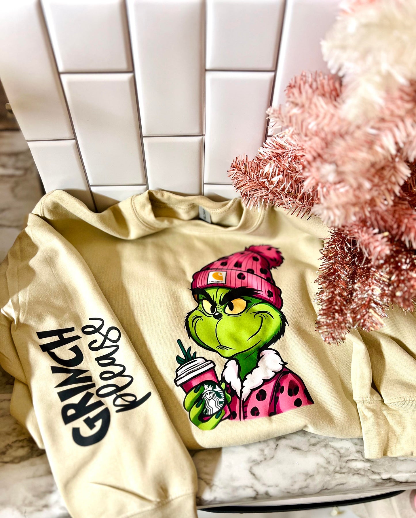 Grumpy Pink Leopard Crew