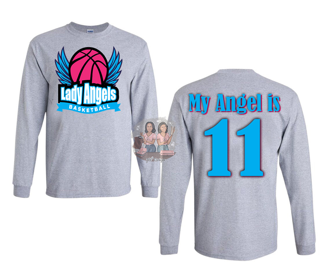 Lady Angels LS Grey Player Tee (Middle School)