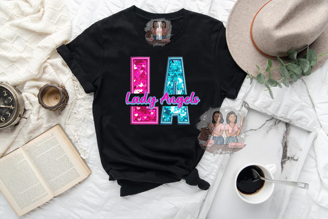 LA PINK BLUE SPLIT TEE (DTF)