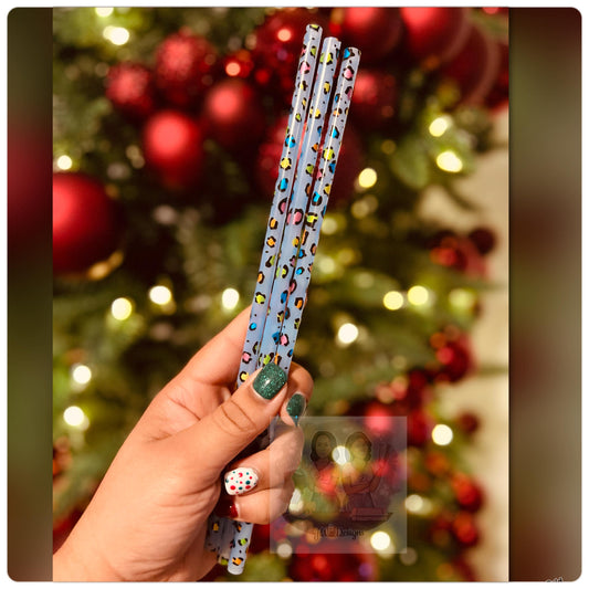 Multi Color Leapord  Straw