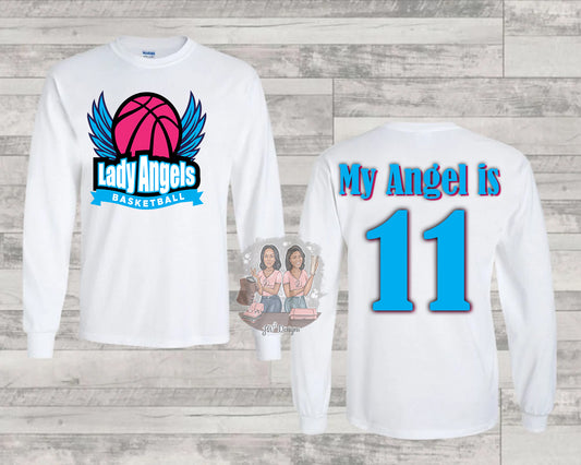 Lady Angels White LS Player Tee (Middle School)