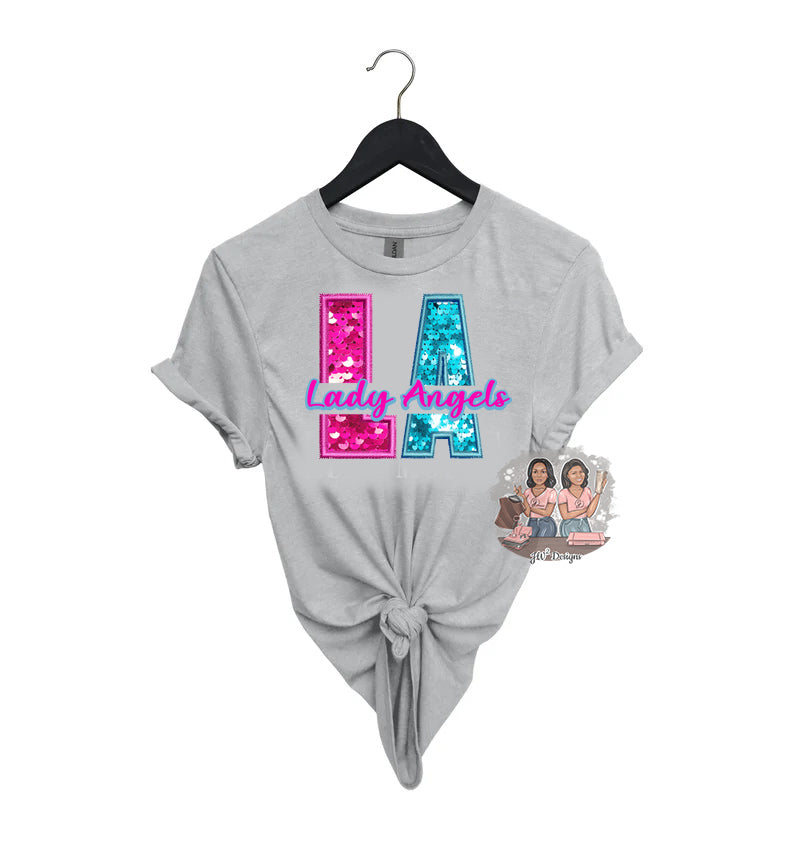 LA PINK BLUE SPLIT TEE (DTF)